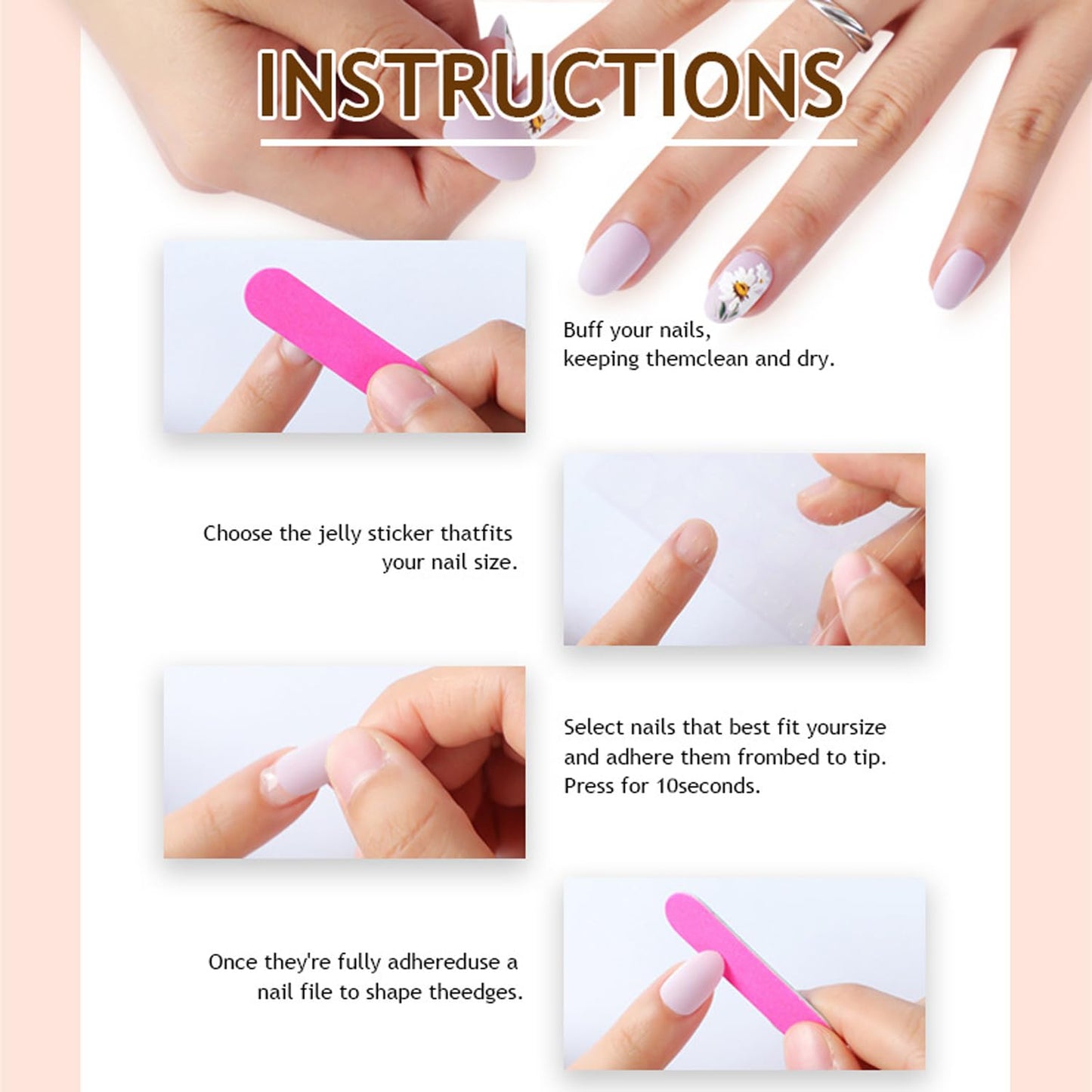 Long Stiletto Press On Nails French Tip Fake Nails 3D Gold With Flower Design Nude False Nails Acrylic Stick On Nail Cover Artificial Nail For Women Manicure 24pcs