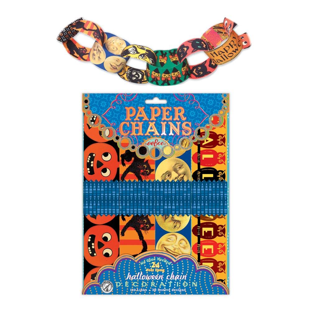 eeBoo Halloween Paper Chain Kit - 120 Double-Sided Links, 24 Foot Reusable Garland Craft, No Glue Needed, Screen-Free Fun for Kids Ages 5 and up