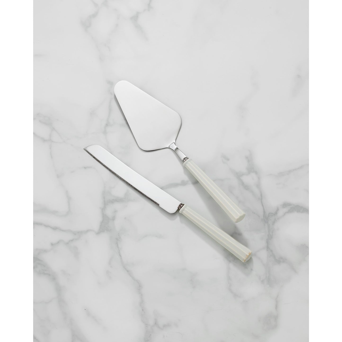 Lenox Silverware Serving Set, French Perle Scallop 2-Piece Dessert Set, Stainless Steel, Handwash Only, Cake Knife And Cake Server, Serving Utensils, Dessert Serveware, Home, Kitchen (Silver, 2 Piece)