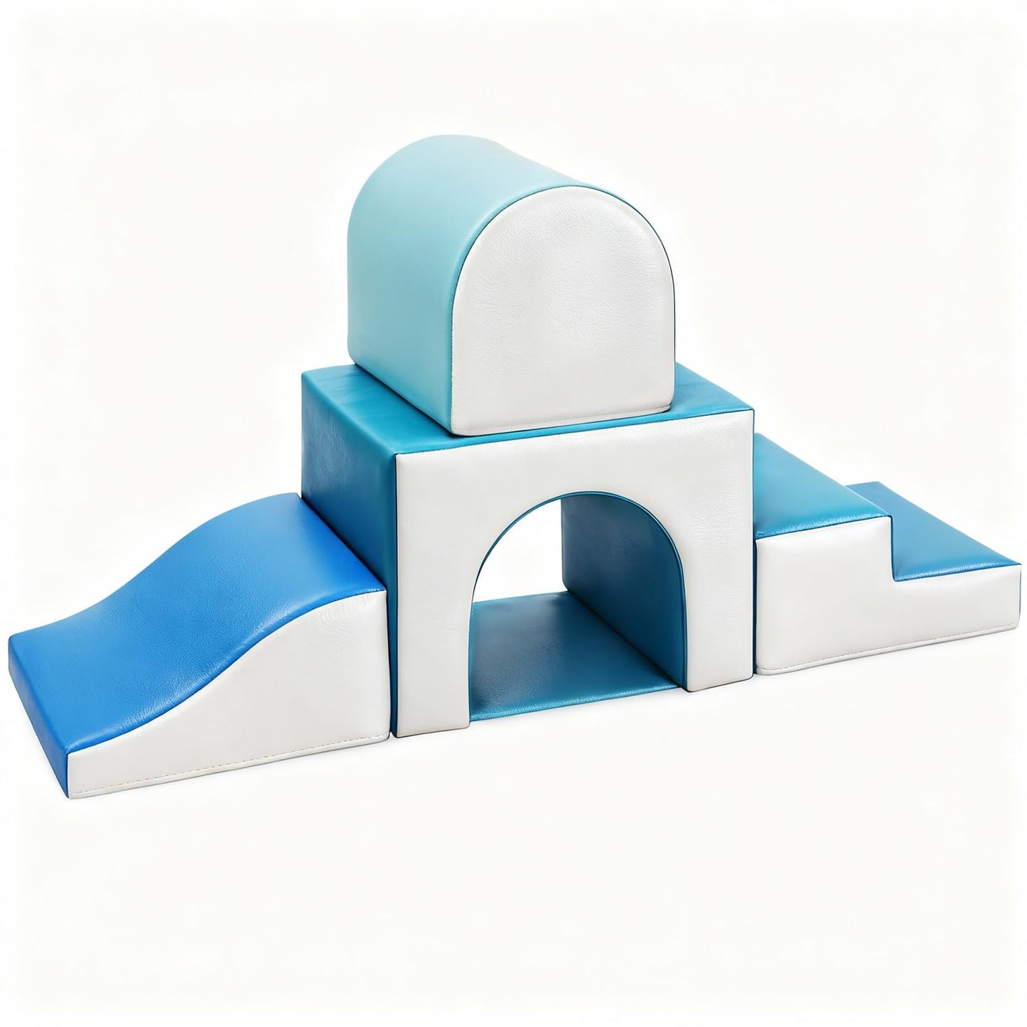 Sumbababy Foam Climbing Blocks for Toddlers: with a Tunnel - 4 PCS Foam Blocks - Kids Indoor Climbers Play Structures Play Gym Soft Climber with Slide and Stair Soft Playground Green