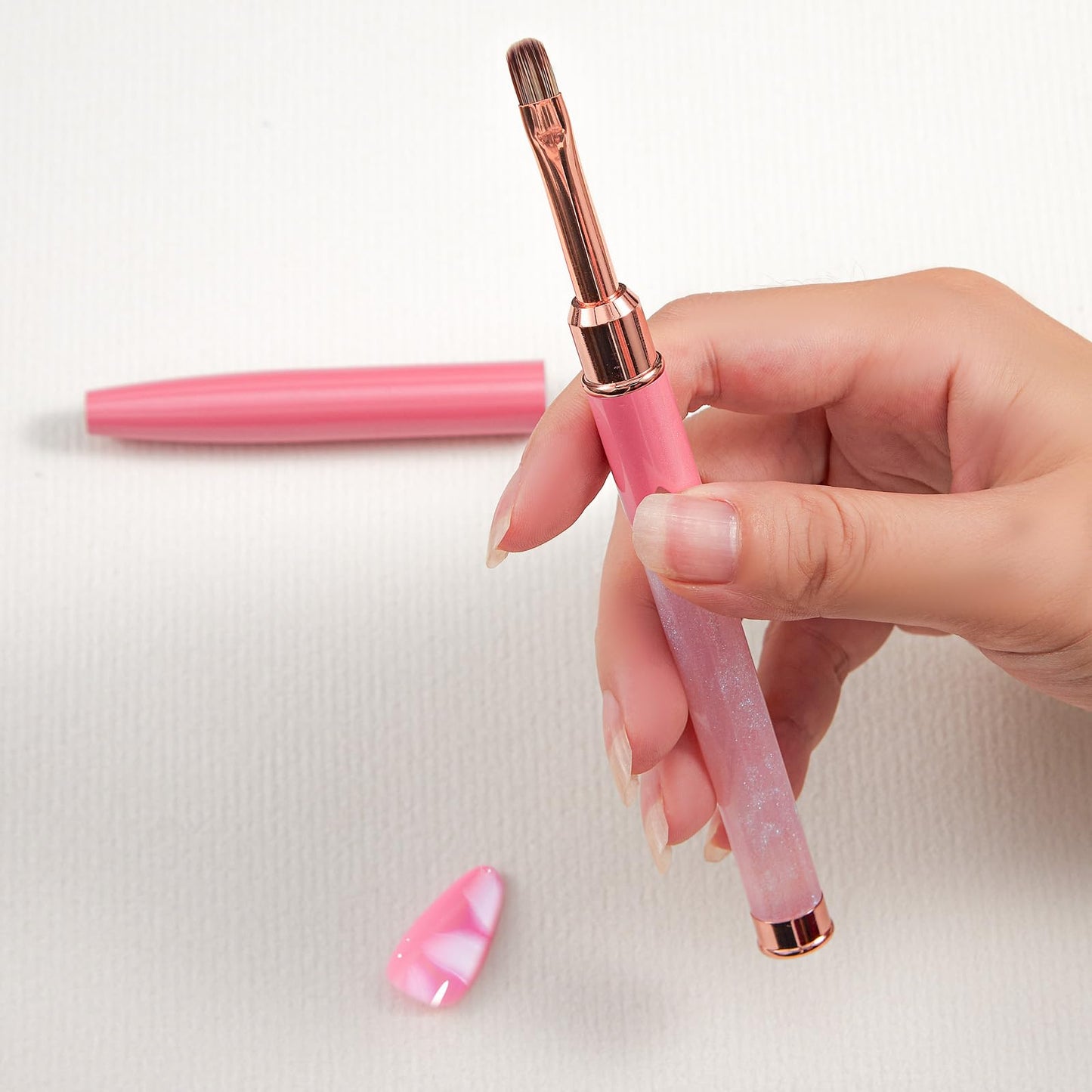 SILPECWEE Acrylic Nail Brush, Oval Shaped Nail Extension Brushes Builder Gel Nails Design Tools Pen Acrylic Powder Nail Art Brush Professional Manicure Pedicure