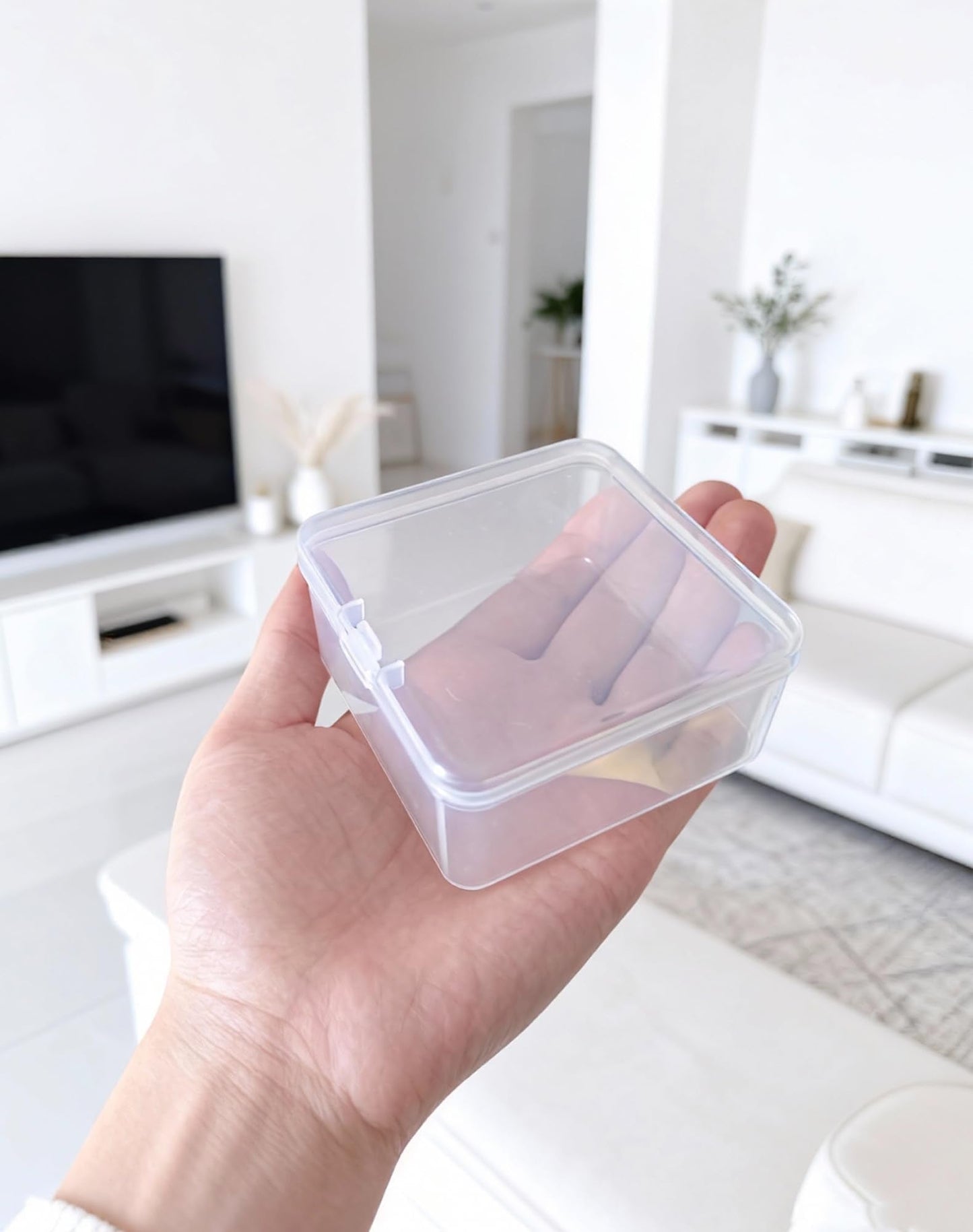 Forever bene 17 Pack Clear Plastic Storage Boxes with Lids, 3x3x1.4 Inches Square Organizer Containers for Small Parts, Crafts, Jewelry, SMT Components