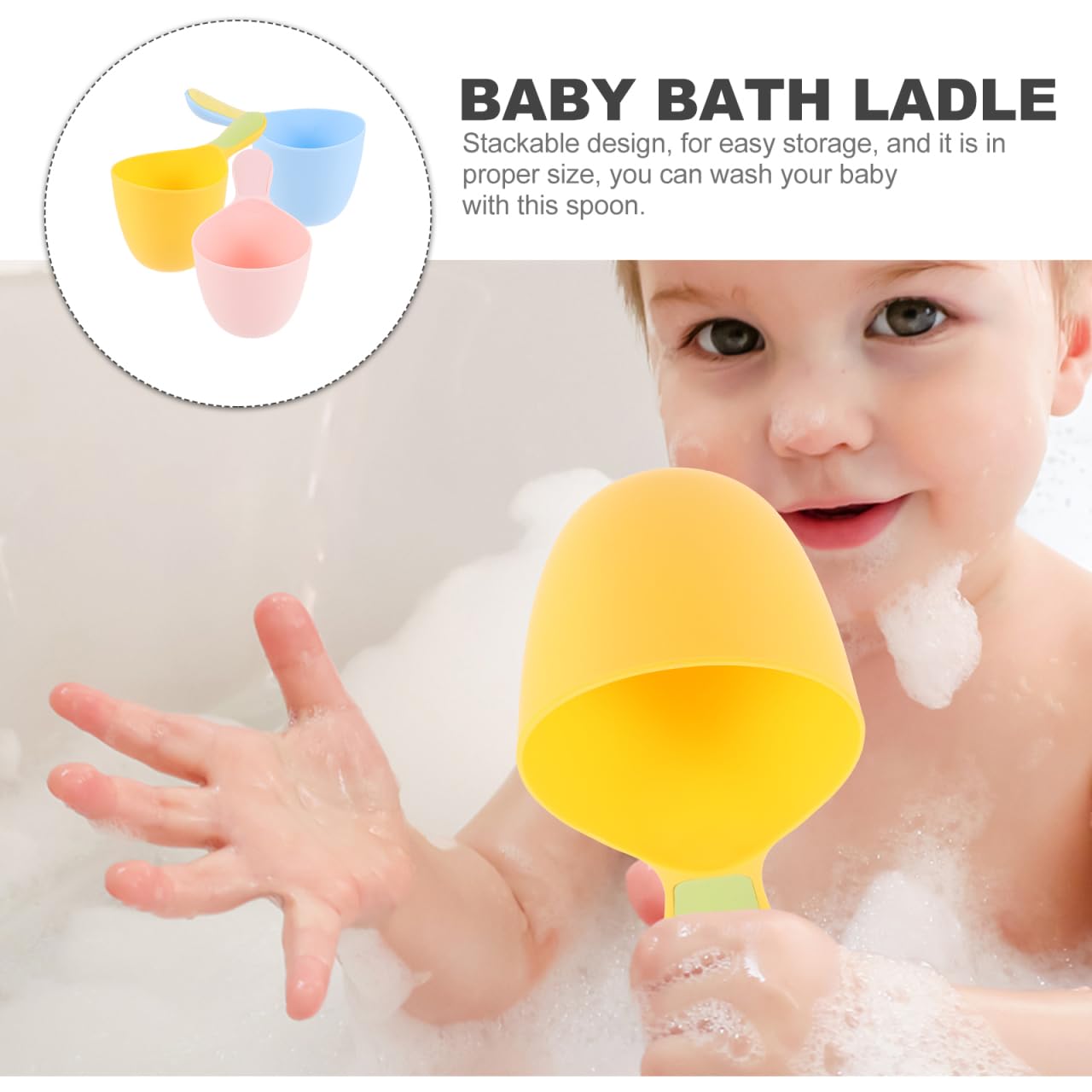 CHILDWEET 3pcs Bath Ladle Multi-purpose Water Scoops for Portable Water Dippers for Bathing Rinsing and Essential Bathroom Utensils