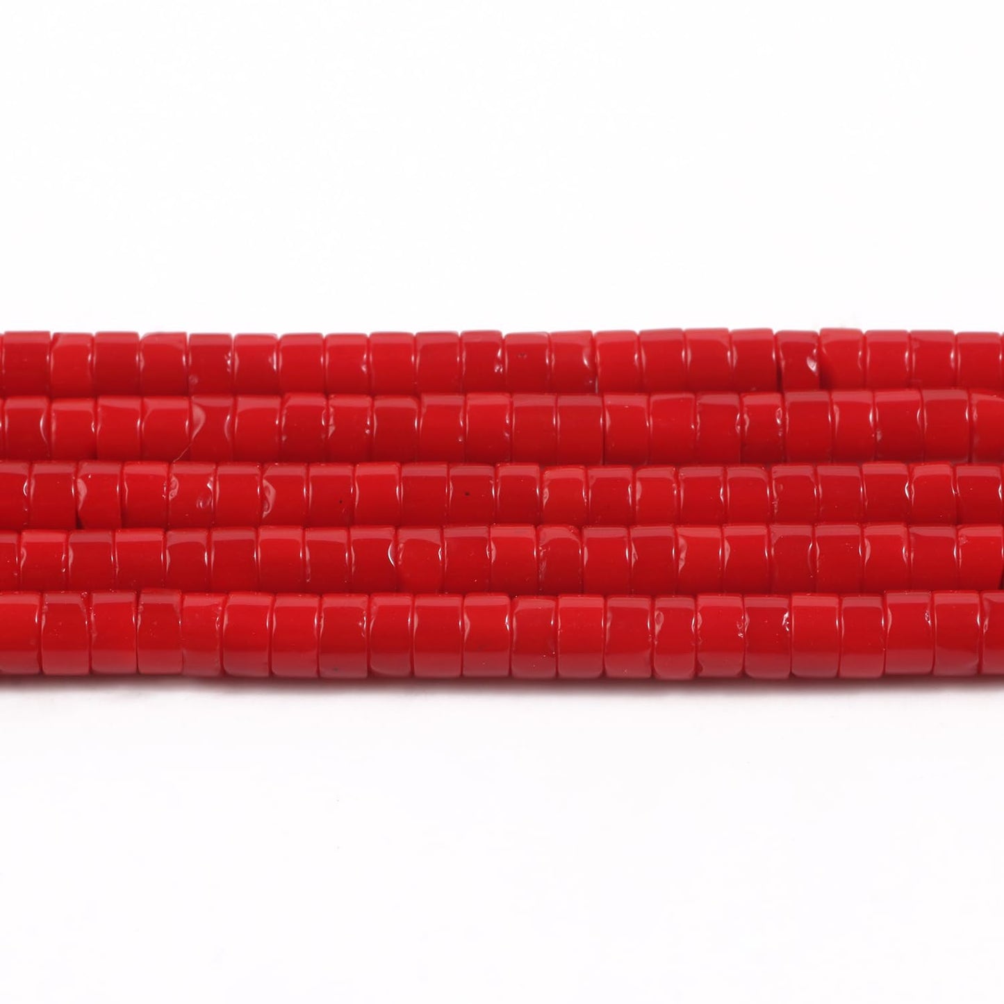 NITOPUPU 150Pcs 4×2mm Natural Red Coral Spacer Stone Beads for Jewelry Making Supplies, Loose Semi Flat Round Gemstone Tube Beads for Bracelets DIY Crafts