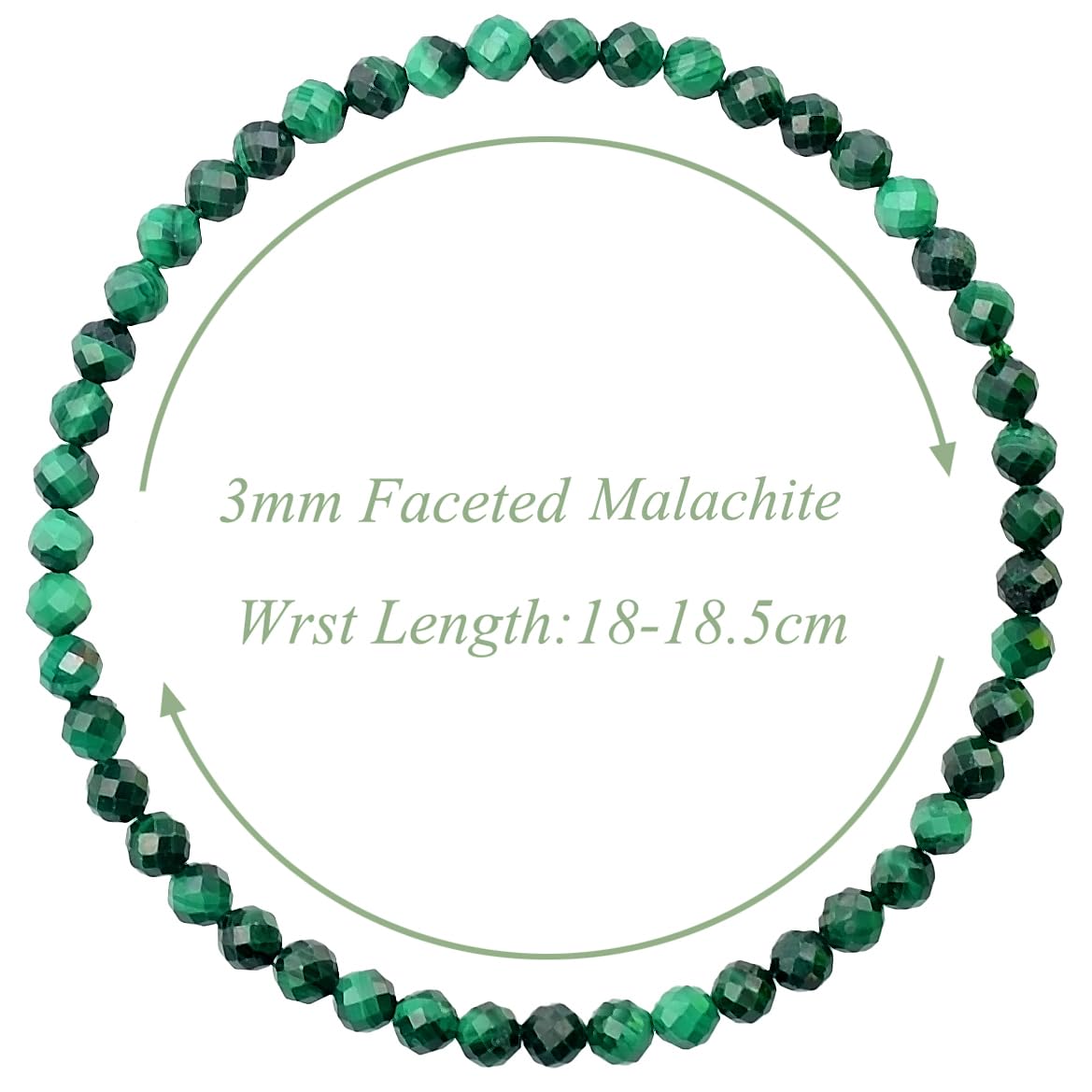 MASSIVE BEADS Natural Genuine Gemstone Beads Healing Crystal Chakra Reiki Jewelry Faceted Round Beads Bracelets (Malachite, 3mm)