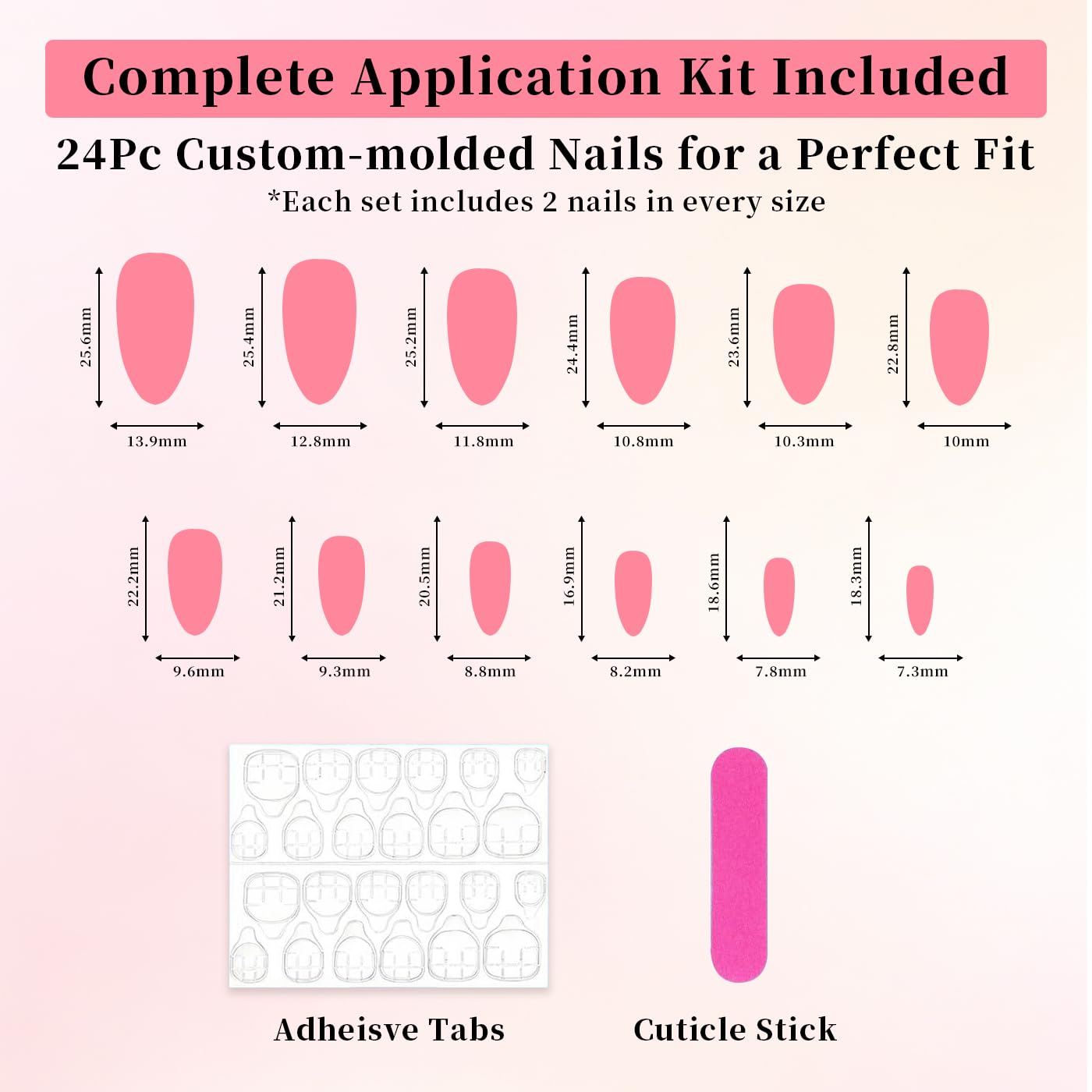 Goolich Medium Almond Ocean Theme Press On Nails,3D Bead Mermaid Nails Press ons Set with Adhesive Tabs, 24 Pcs 12 Size Reusable Full Cover Glue on Nails for Women