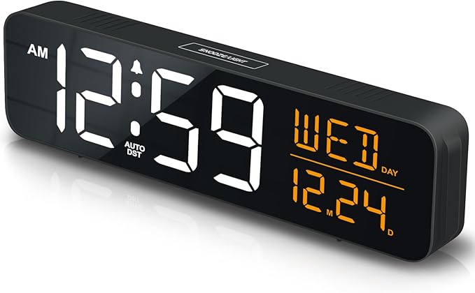 Peakeep Large Display Digital Alarm Clock for Bedroom with Date Day of Week