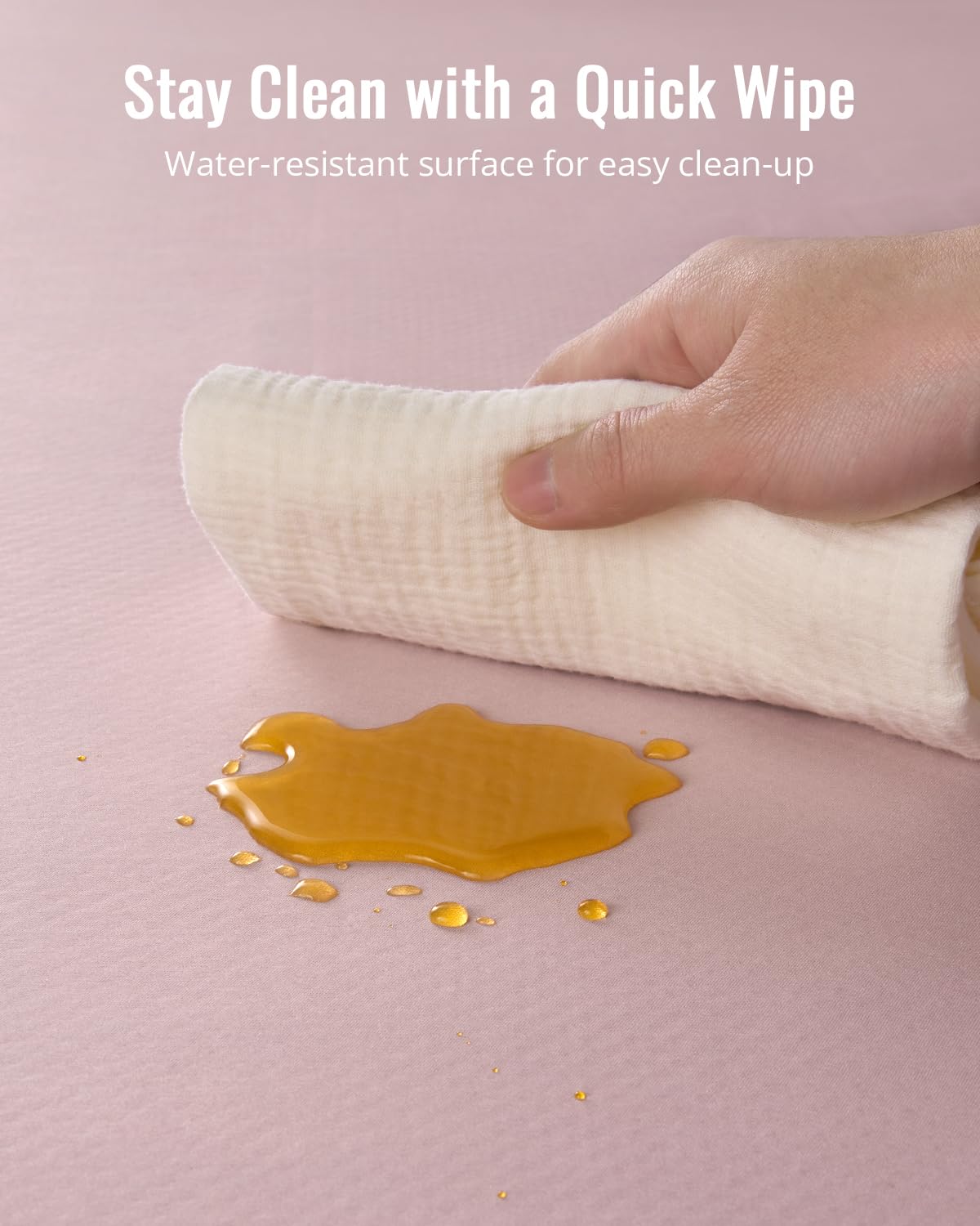 Blissful Diary Baby Splat Mat for Under High Chair, 50.4 x 50.4 Inch Wipeable Splash Mat, Waterproof and Washable, Anti-Slip Floor Protector, Blush Pink