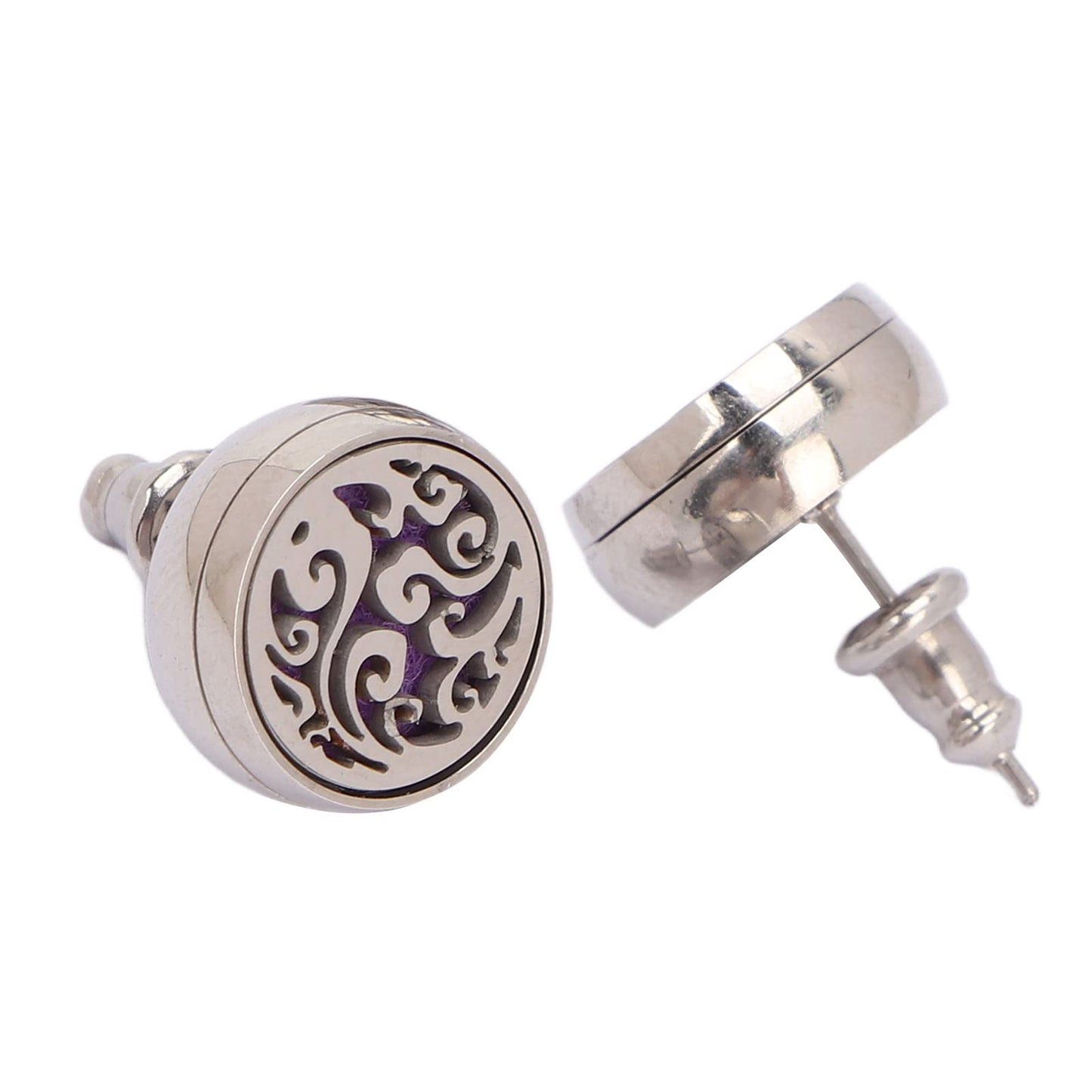 Essential Oil Stud Earrings, Stylish Round Essential Oil Diffuser Earrings Aromatherapy Lightweight Lasting for Home for Women (EH290-5)