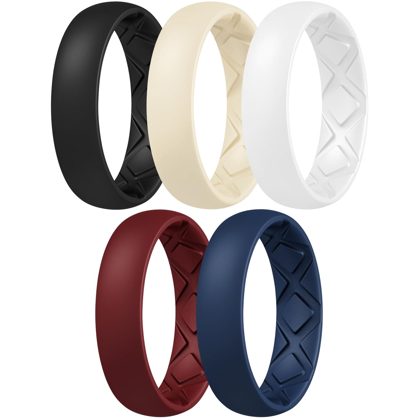 Egnaro Women’s Silicone Engagement Rings, Inner Arc Ergonomic Breathable Design with half sizes, Rubber Wedding Bands，5.5mm Wide-2mm Thick