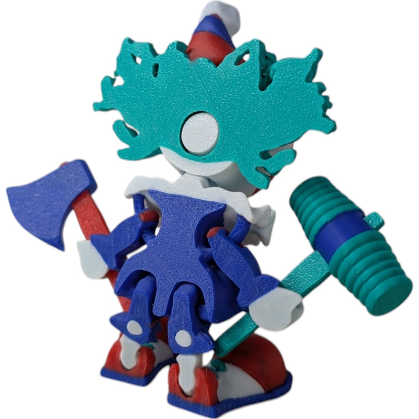 Articulated Creepy Clown Collectible Figurine with Axe & Mallet - 3D Printed in Canada