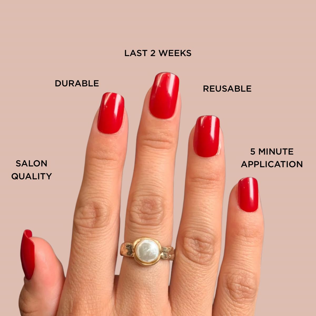 SPICY RED Press-On Nails by Lavaa Beauty | Glossy Red Medium Square Nails