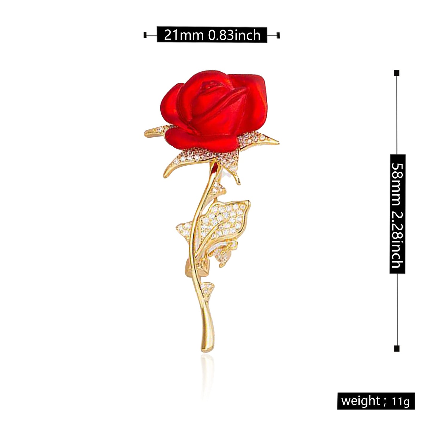 Seakuur Floral Elegant Red Rose Shape Brooch Pin for Women Mothers Day Accessory (E)