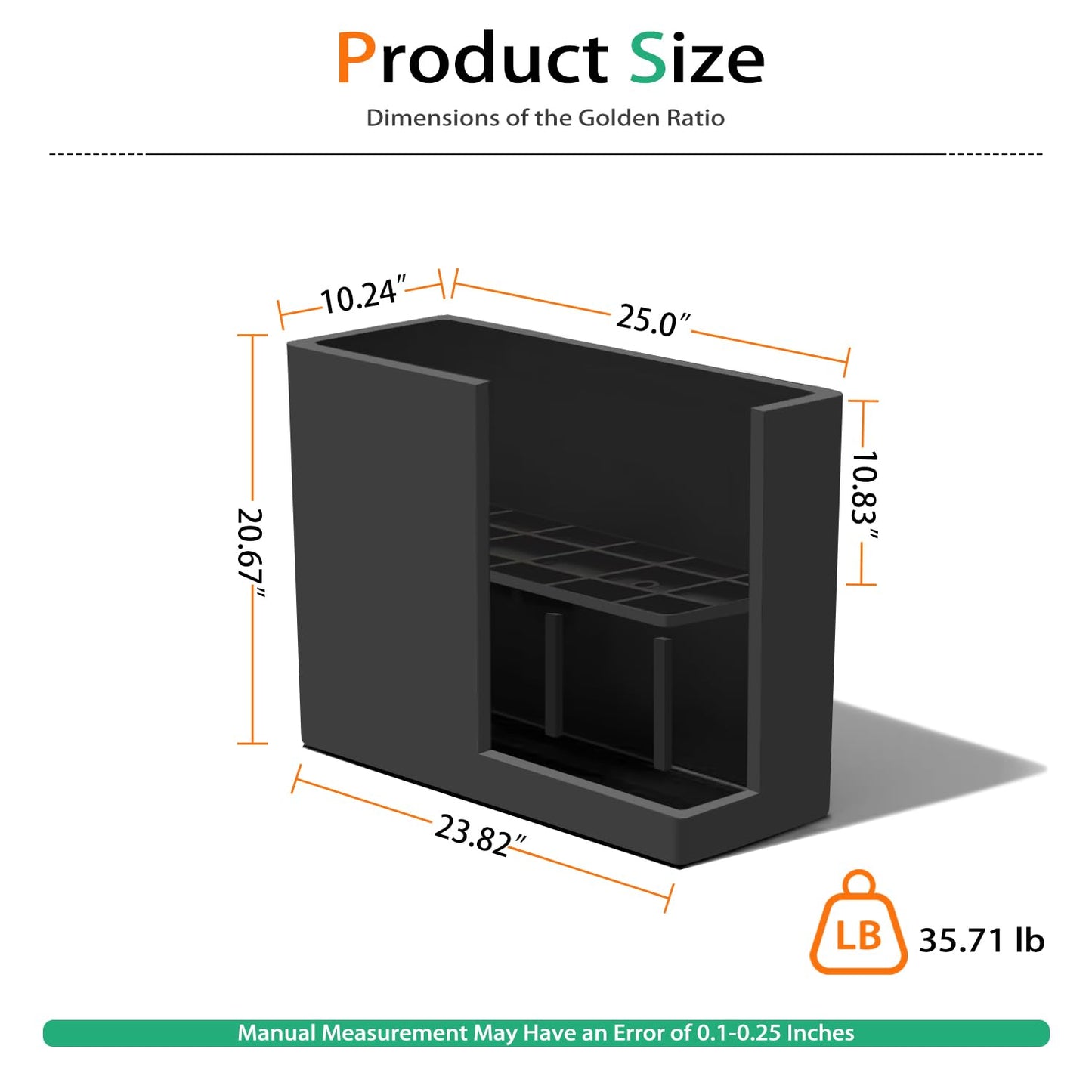 Heyzier Rectangular Planter Box for Outdoor Plants, Large Tall Resin Garden Pots for Front Porch, Patio, Indoor (Black, 25 x 21 inch)