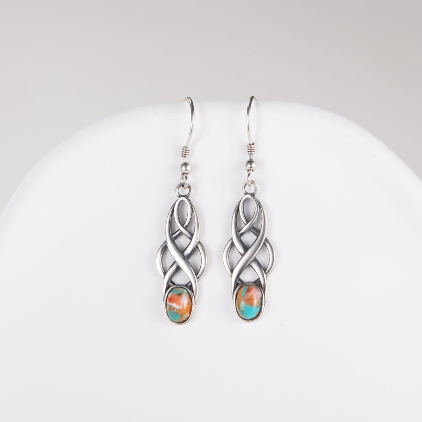 Tungstory Turquoise Earrings Sterling Silver Lightweight Celtic Dangle Earrings Celtic Jewelry for Women