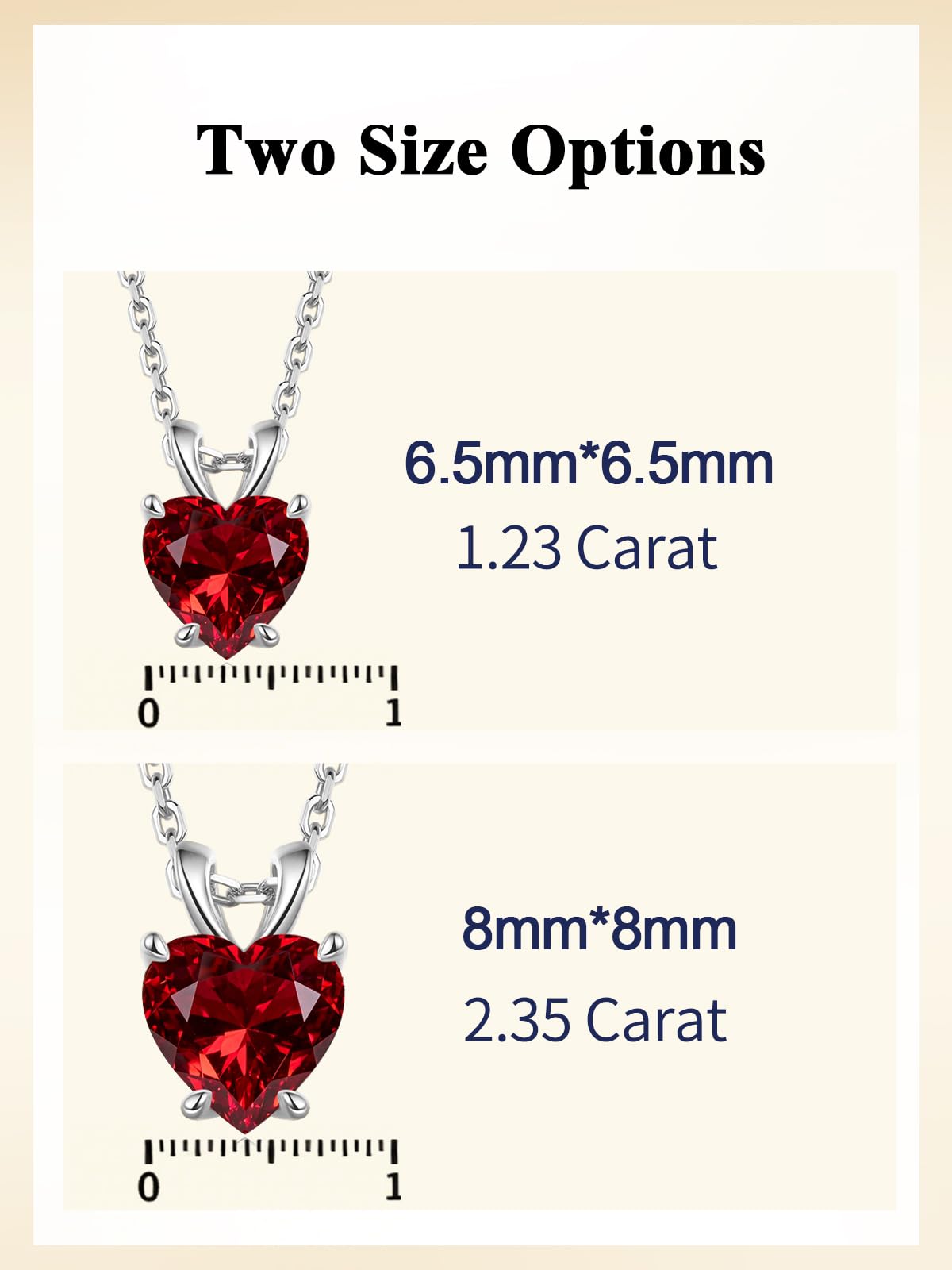 CYW 1 Carat Red Ruby Small Heart Necklace for Women 925 Sterling Silver Solitaire Pendant Necklace