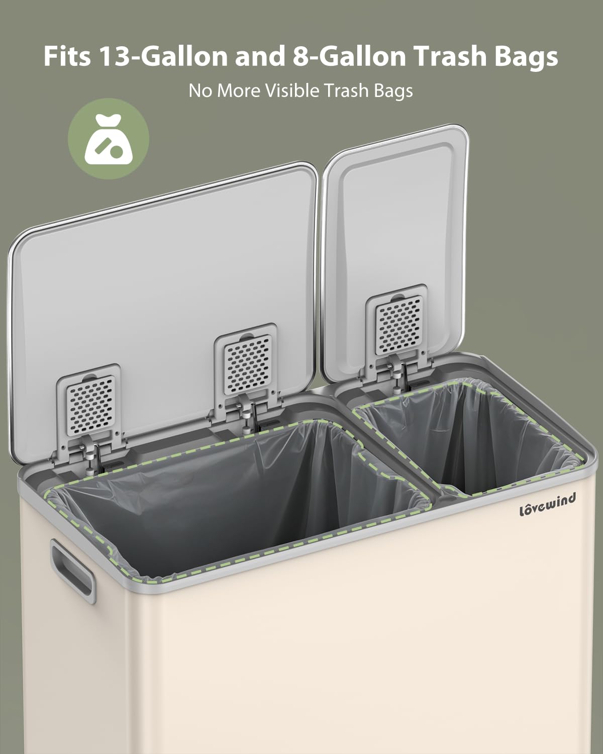Dual Trash and Recycling Bins for Kitchen