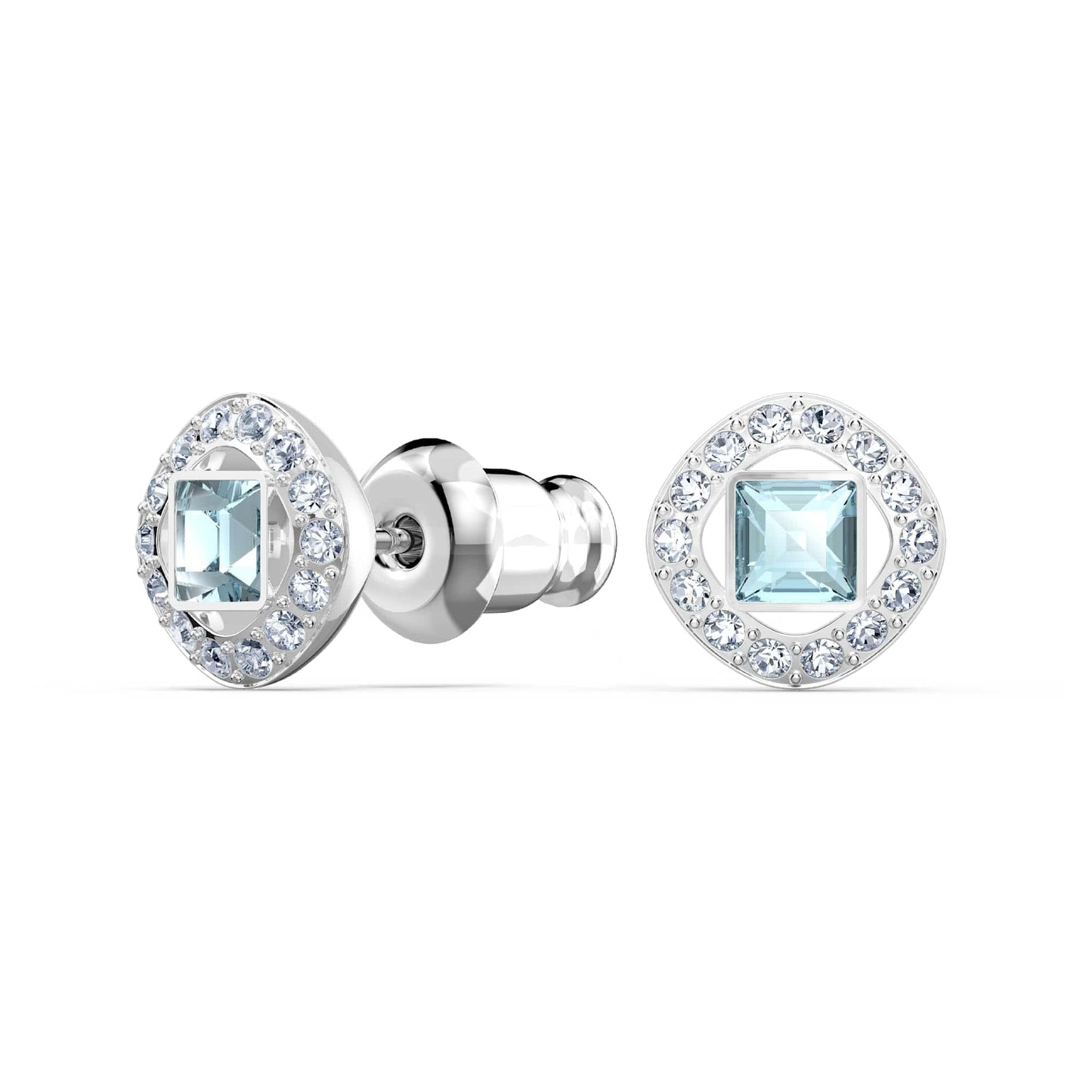 Swarovski Una Angelic Stud Earrings, with Aqua and Clear Crystals and Rhodium Plated Setting, an Amazon Exclusive