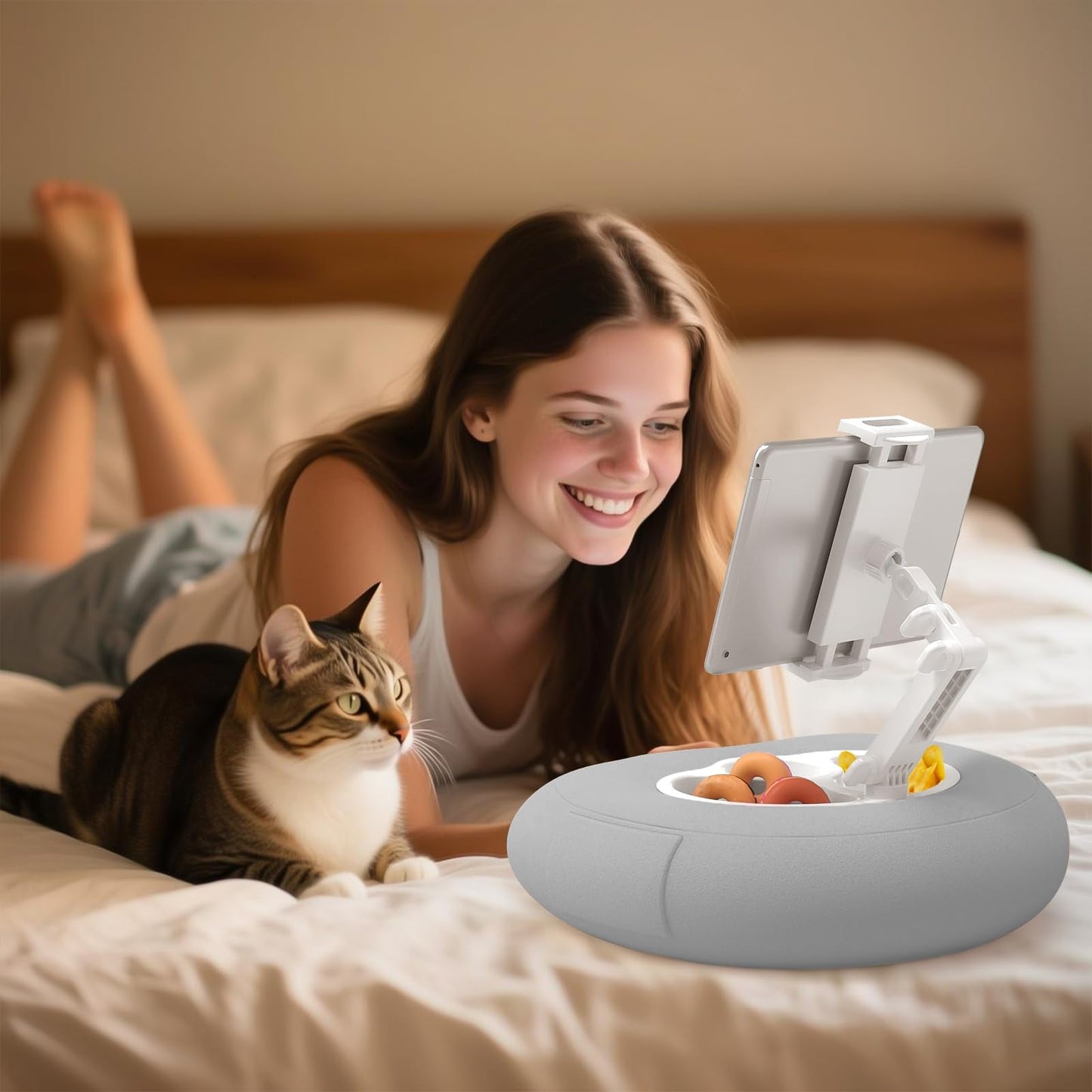 Tablet Pillow Stand for Kindle iPad Compatible with 4.7"-10" Phone/Tablet, iPad, iPhone, Samsung, Google, Kindle Holder for Bed Sofa Healthy Reading Lazy Person's Magic Tool and Relieve Neck Pressure
