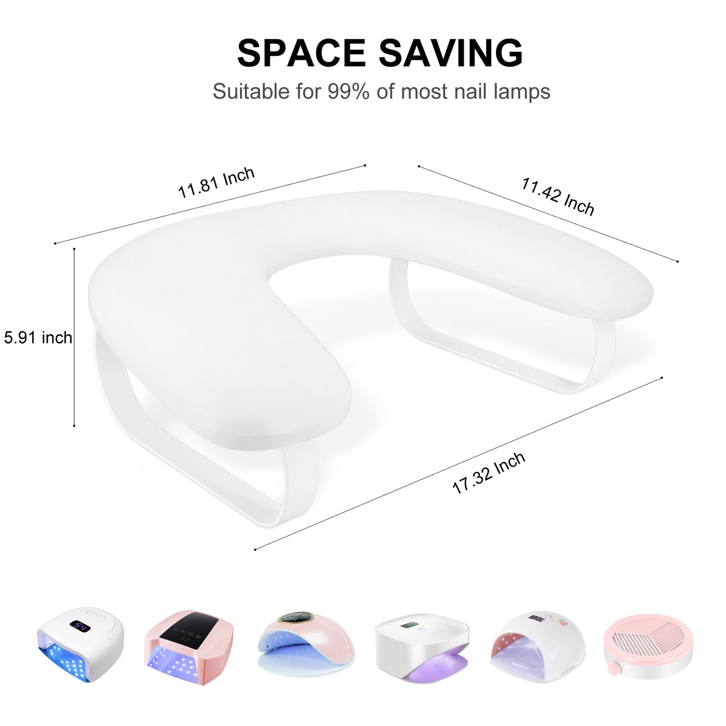 Nail Arm Rest for Nails Tech,U Shaped Manicure Nails Arm Rest Stand,Cozy Leather Hand Rest Holder for Nail Tech Manicure Salon Tools,Detachable Bracket (White)