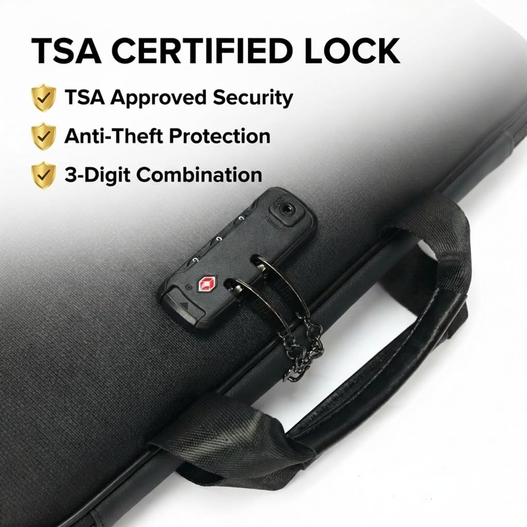 Calenzana Fireproof Document Boxes with TSA Lock, Upgraded 16 Pockets Fireproof＆Water Resistant File Organizer, Hard-Shell Safe Box for Important Certificates, Passport, Laptop