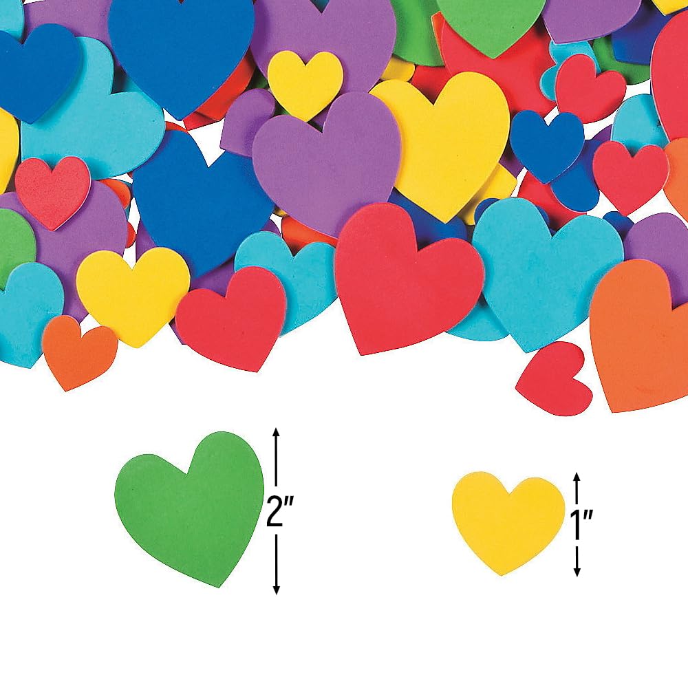 Fun Express Valentines Stickers Heart Stickers Foam 532 Piece Bulk Set - Valentine Stickers for Kids Classroom Crafts & Scrapbook Supplies | Self-Adhesive Hearts for Valentine Day Crafts Projects
