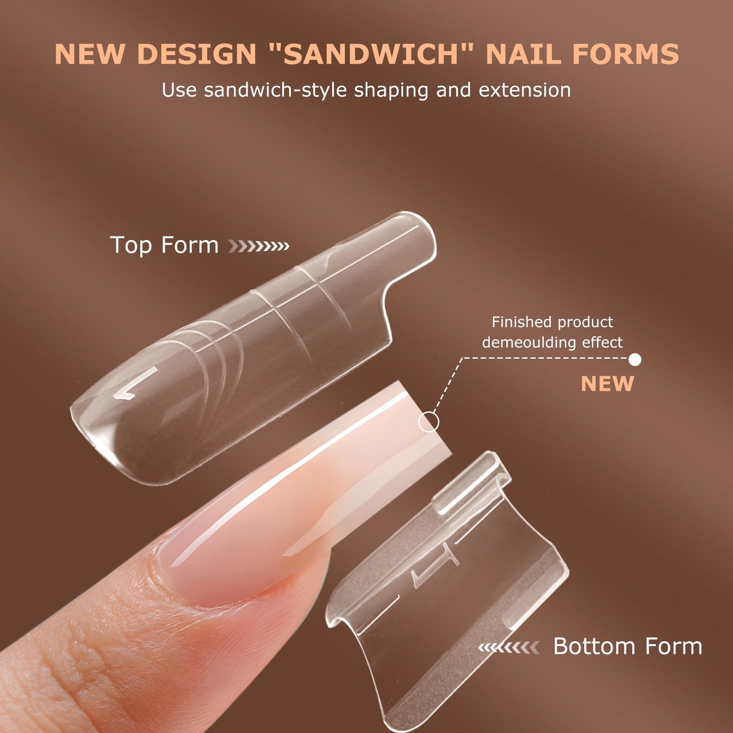 C12rtive Sandwich Nails Dual Forms,280Pcs Reusable Nail Extension Forms with Silicone Polygel Stick,Easy Demolding & Intuitive Operation for DIY & Professional Use