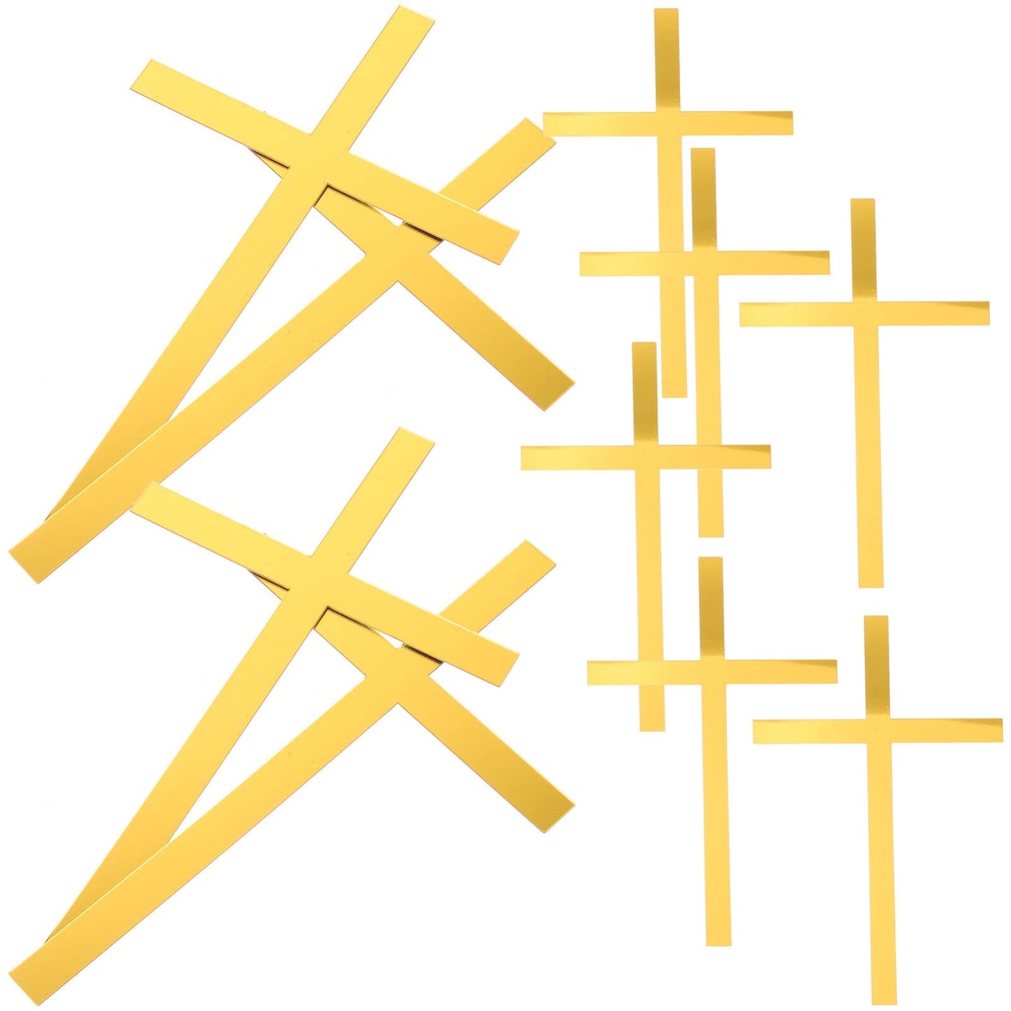 Gadpiparty 10pcs Gold Cross for Cake, Cross Cake Topper Baptism, Wedding Party Props Baptism Dessert Toppers Creative Inserts for Birthday Anniversary Cupcakes
