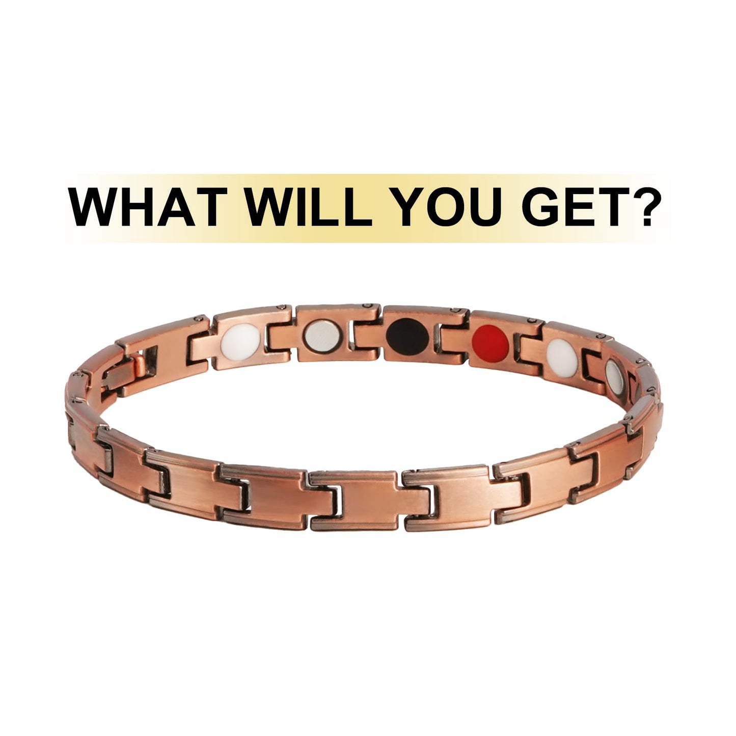 Aojudic Magnetic Copper Bracelet for Women - 99.99% Pure Solid Cuff with Neodymium Magnets, Pain Relief & Improved Circulation, Premium Wellness Jewelry with Free Copper Ring