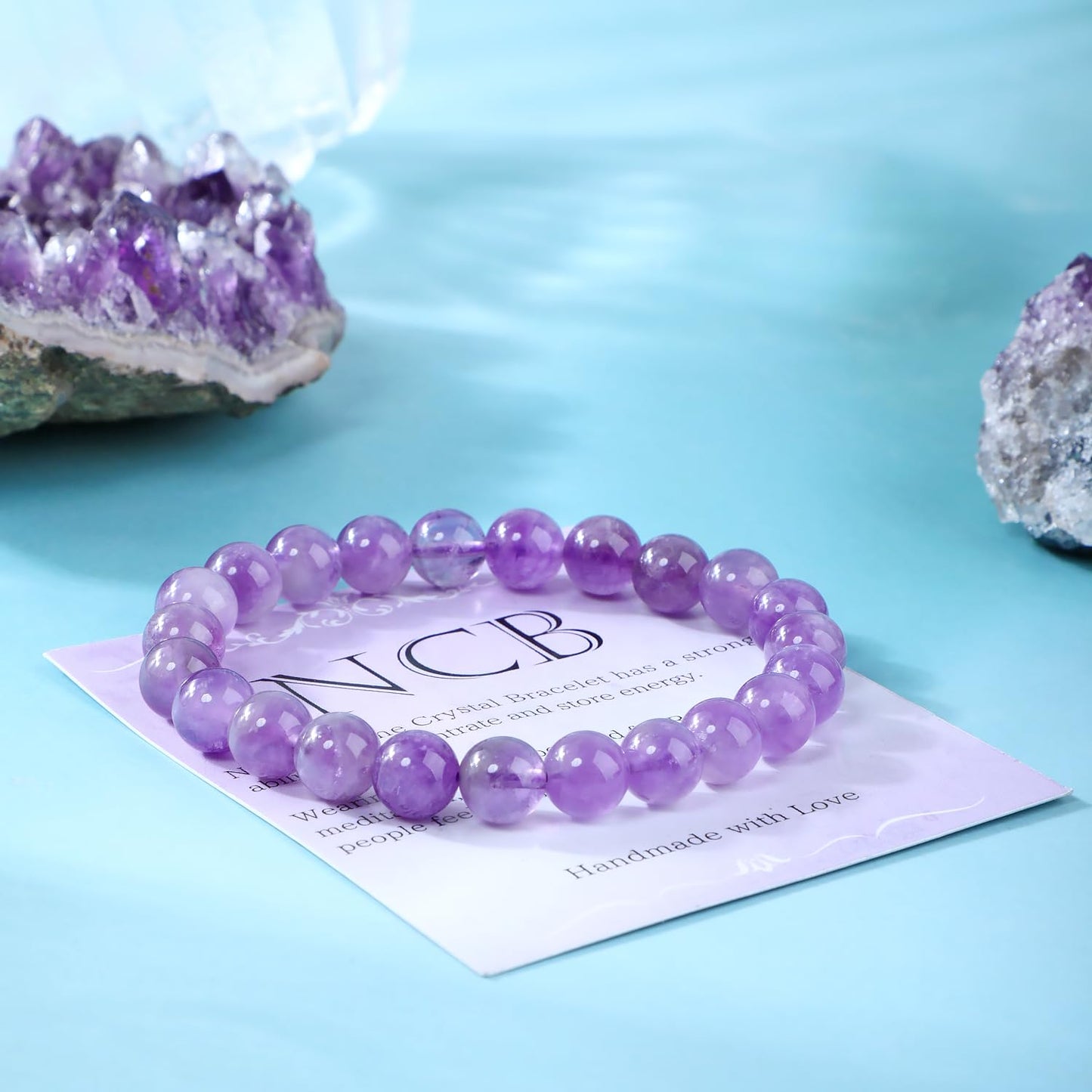 Bymitel 8mm Amethyst - Handmade Reiki Gemstone Stretch Bracelet, Natural Beauty & Spiritual Essence, Crystal Healing for Unisex Adults