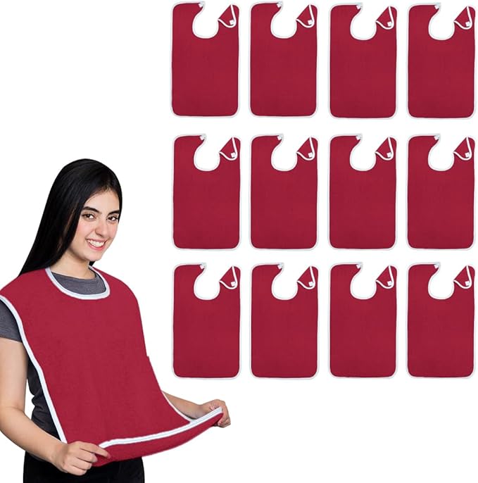 Avalon Towels Adult Bibs for Women 100% Cotton Bib for Adults for Eating - Terry Cloth Adult Bibs for Men Clothing Protectors