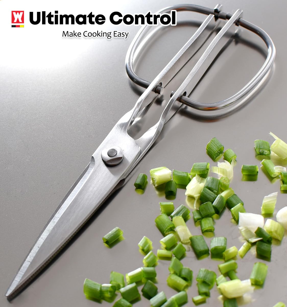 Multi-Purpose Kitchen Food Scissors, SUS403 Stainless Steel Shears with Herb Stripper, Detachable Blades, Ergonomic Handles, Ideal for BBQ, Seafood, Camping, Dishwasher Safe