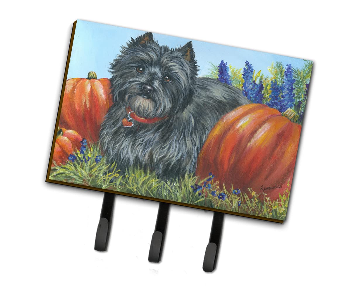Caroline's Treasures PPP3253TH68 Cairn Terrier Mom's Pumpkins Leash or Key Holder, Wall Hooks, Key Hooks Holder, Coat Rack Wall Mount, Coat Hooks, Hooks for Hanging Keys, Towels, Aprons, Leashes,