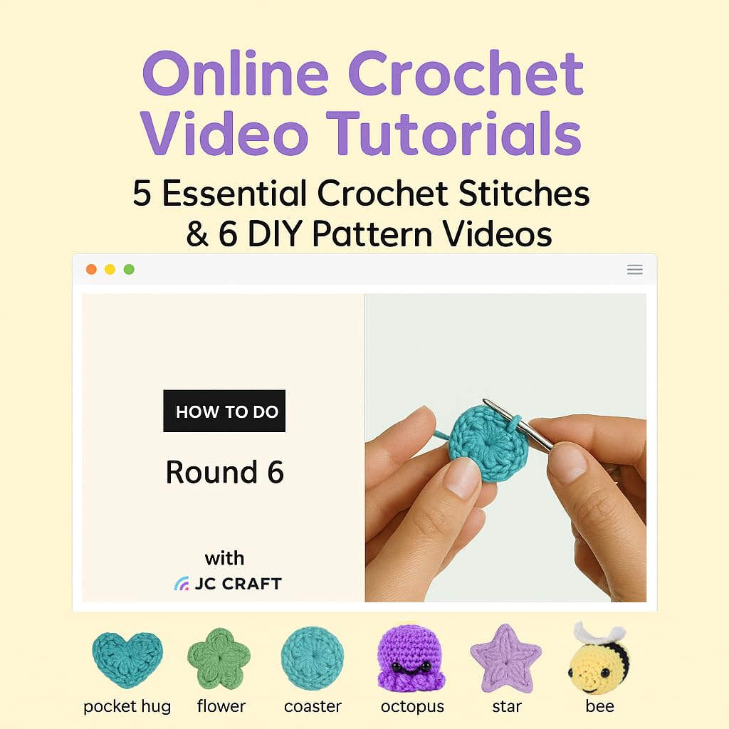 JC CRAFT Beginner Crochet Kit – 81 Piece Starter Set with 15 Colorful Yarns, Ergonomic Hooks, Complete Supplies, White Tote Bag, Accessories Case, Guide Book & Online Video Lessons