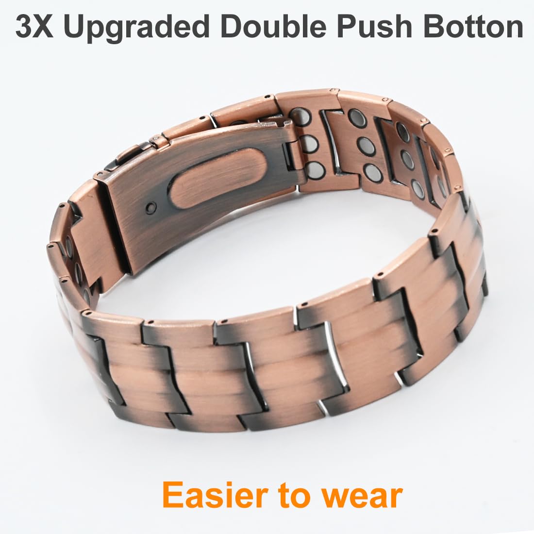 Cigamg 3X Copper Bracelet for Men Triple Strength Magnets Pure Copper Magnetic Bracelet & Ring Set with Adjustable Sizing Tool