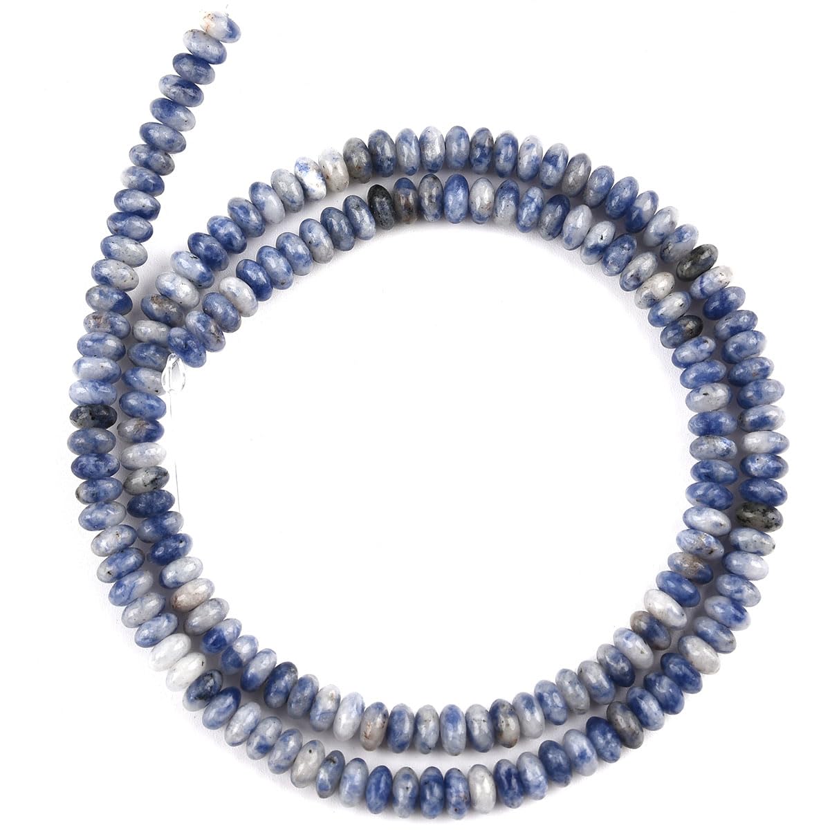 160pcs 4x2mm Natural Blue White Sodalite Disk Rondelle Spacer Stone Semi Precious Gemstone Loose Beads for Jewelry Making 15 Inch