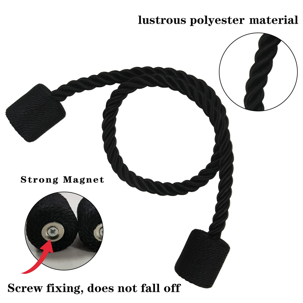 Magnetic Curtain Tiebacks Holdbacks Decorative Tie Backs for Windows Porlau (6 Count)