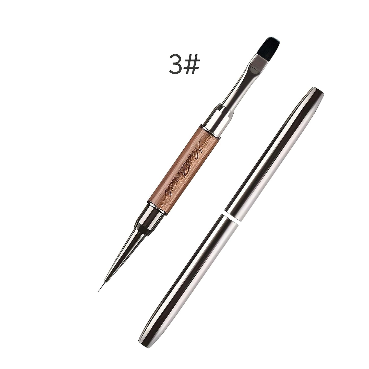 DAIXIANGER 3PCS Dual-End French Tip Brush Set, Nail Art Clean Up Brushes, Gel Nail Brushes with Liner Brushes for Nails & Builder Gel Brush, Cuticle Cleaning, Acrylic & Polygel Nail Design