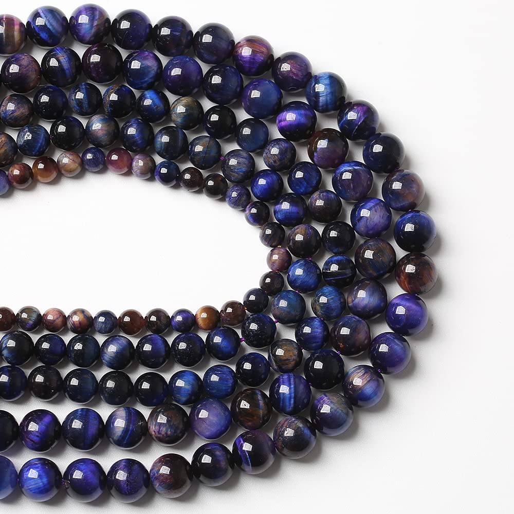 61pcs 6mm AAA Natural Tiger Eye Stone Beads Gemstone Round Spacer Loose Beads for Jewelry Making DIY Bracelet,Necklace, Earrings