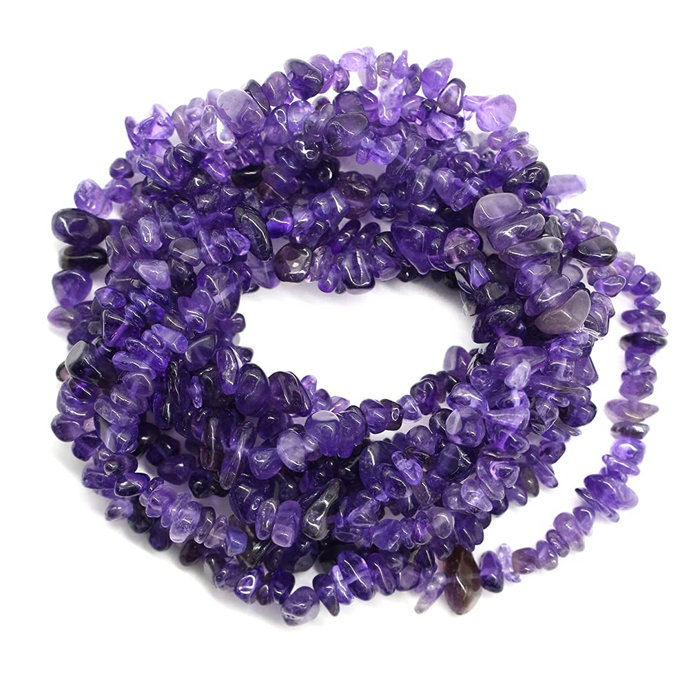 260pcs Natural Amethyst Crystal Beads Chips 5mm to 8mm Irregular Gemstone Beads with Holes DIY for Bracelet Necklace Earrings Jewellery Making Craft 32 inch