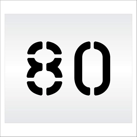 Pavement, Curb, and WheelStop Stencils - 6 inch Double Number Stencil - (80) - 6" x 9" x 1/16" (63 mil) - Light-Duty