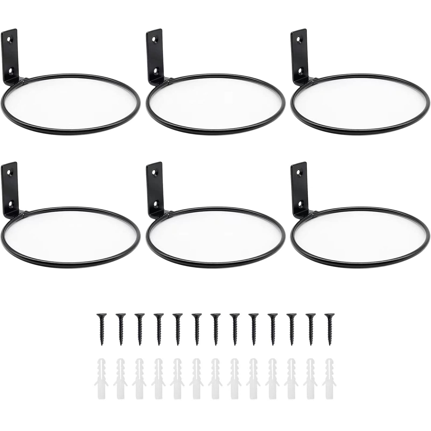 Greemov 6 Pack 4 Inch Wall Flower Pot Holder Ring Plant Hanger, Metal Planter Hooks Wall Mounted Bracket Heavy Duty for Outdoor Indoor