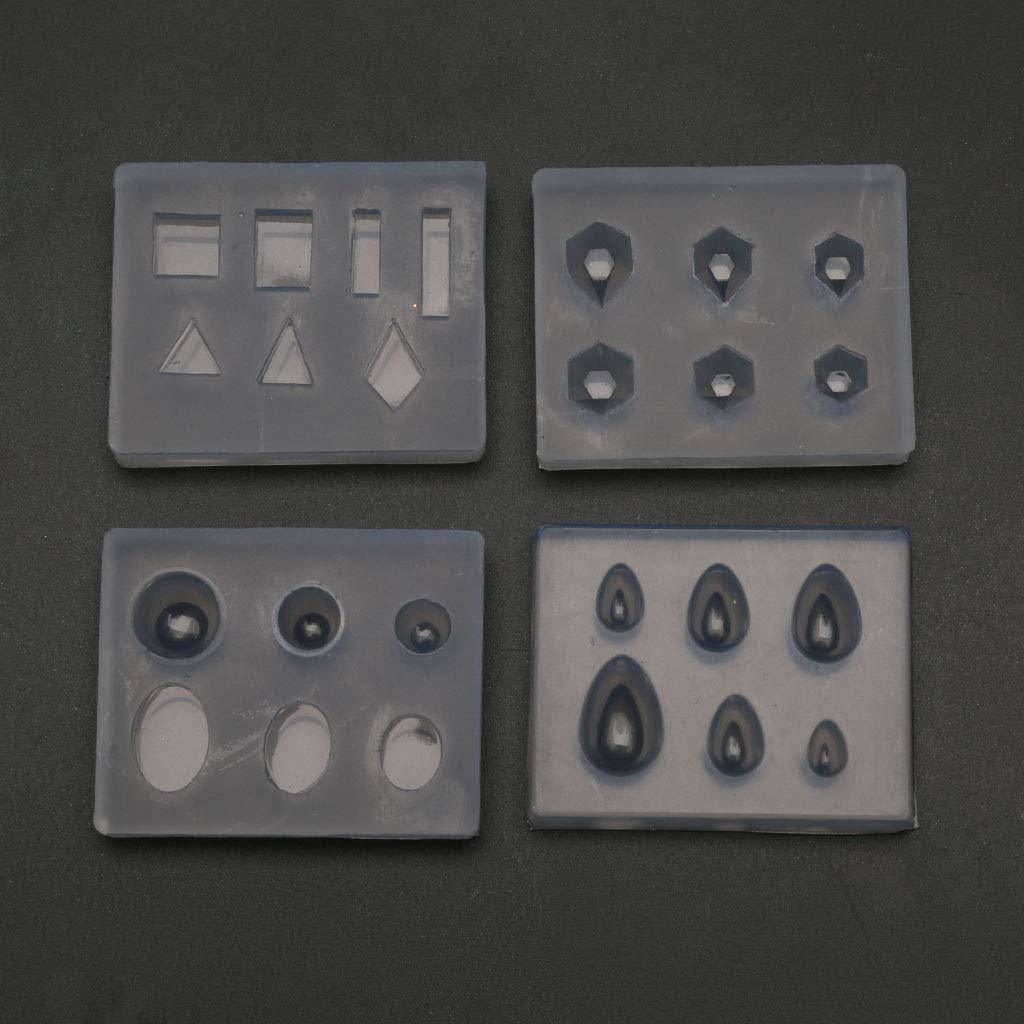 A FEI 12Pcs Mini Faceted Diamond Crystal Resin Mold Oval Round Gemstone Nail Art Molds