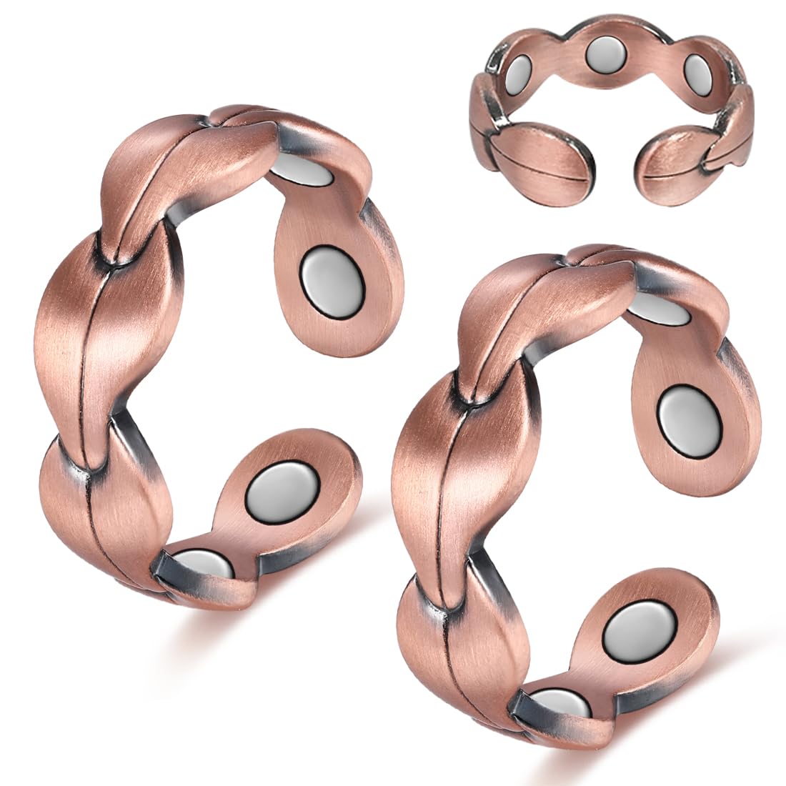 Cigmag 7X Copper Rings for Women - Pure Copper Ring - Adjustable with Present Box (2PCS)