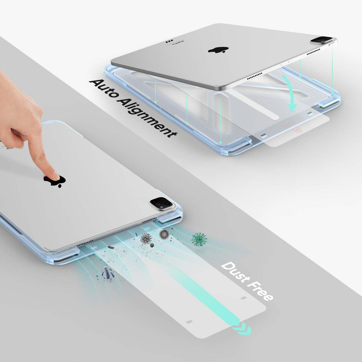FLOLAB ONETIME NanoArmour Screen Protector for iPad Air 11 Inch 2024 Tempered Glass, TruColor, Blue Light Blocker, No Blue Tint, Original Display Color, Ultra Clear, Easy Install, Durable