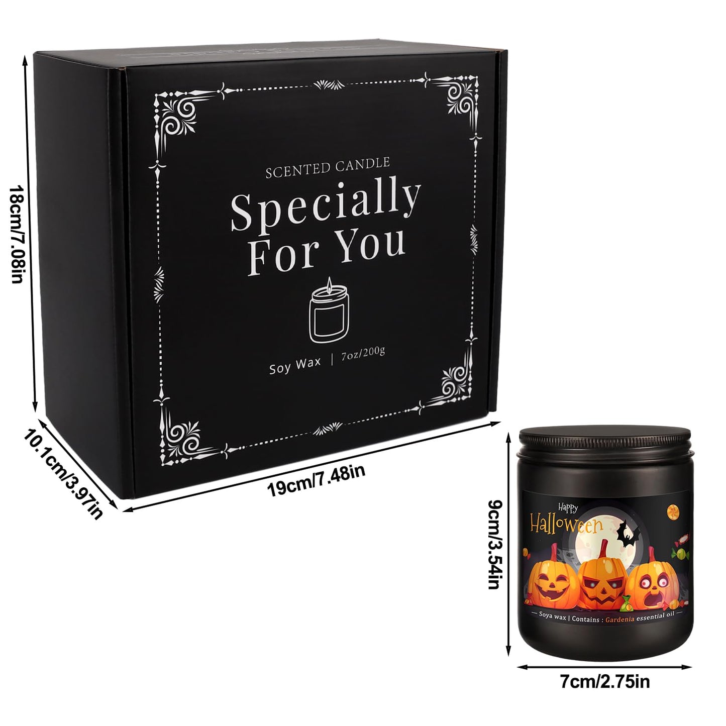 Grcdoyvl Halloween Scented Candles Set of 4 (7oz Each) – Spooky Aromatherapy Soy Wax Candles with Bat & Ghost Designs, Smokeless for All Saints' Day, Home Decor & Festive Gifts