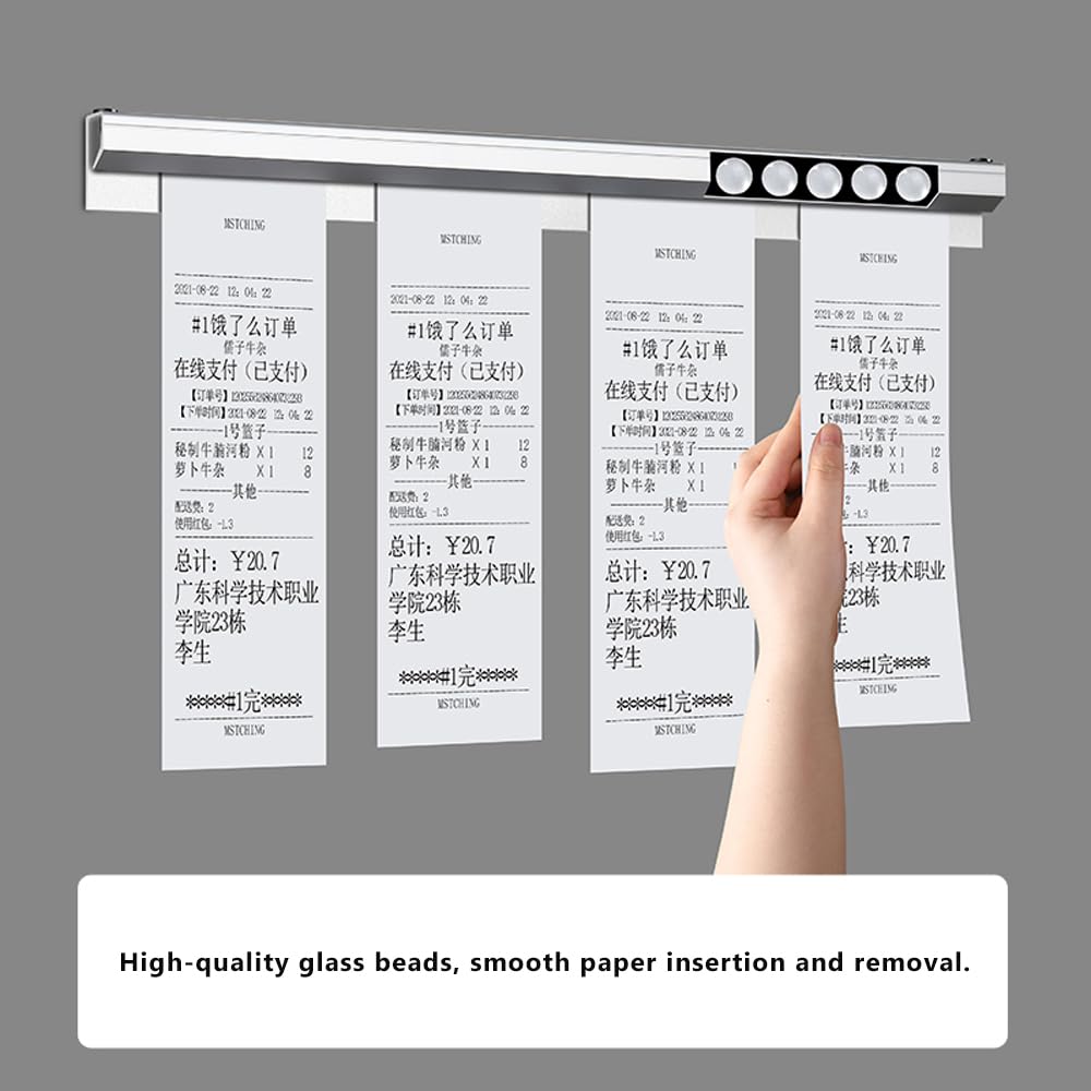 ECKEK 2 Pack Ticket Holders Receipt Holder for Restaurant, No Drill Check Rack Order Receipt Rail Display Slide for Commercial Kitchen Cafes Pubs Bars (12 Inch)