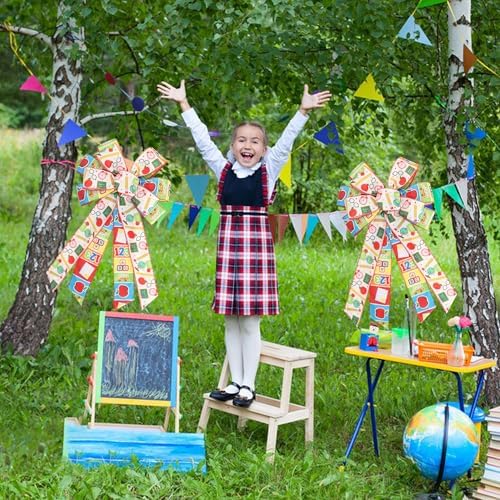2PCS Large Back to School Wreath Bows for Front Door Bulletin Board Decor
