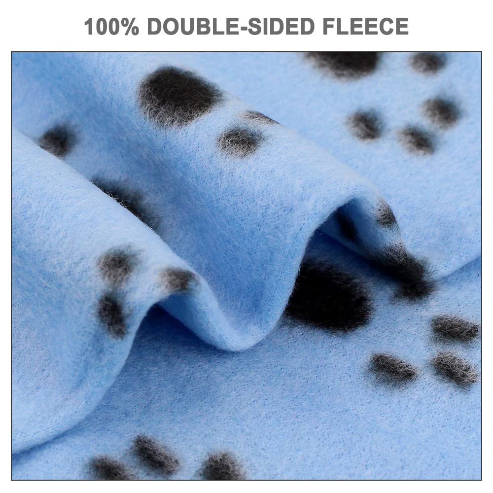 EAGMAK Cute Dog Cat Fleece Blankets with Paw Prints for Kitten Puppy and Small Animals Pack of 6 (Black, Brown, Blue, Grey, red and White)
