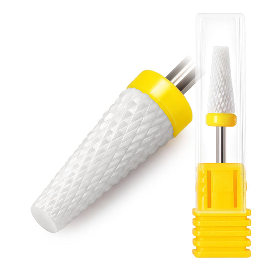 Fantexy Ceramic Nail Drill Bit - 3/32'' Conical Flat Head Bit for Cuticle Clean & Dead Skin Removal, Professional Nail Tool for Nail Art,Manicure,Pedicure,Gel,Cuticle Clean(Extra Fine - XF)